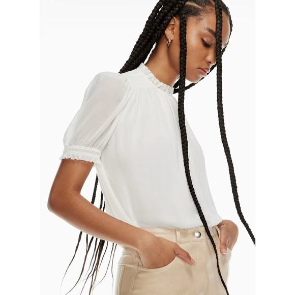 Wilfred Wuthering Blouse Smocked Chiffon Light Burch - M - Picture 4 of 6